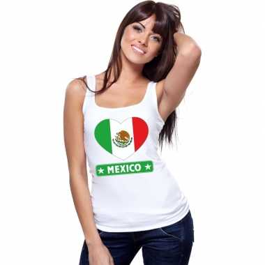 Mexicaanse mexico hart vlag mouwloos shirt wit dames