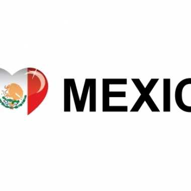 Mexicaanse set van 10x stuks landen vlag sticker i love mexico 19.6 cm
