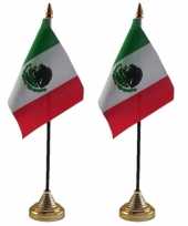 Mexicaanse 4x stuks mexico tafelvlaggetjes 10 x 15 cm met standaard