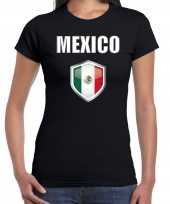 Mexico fun supporter t shirt dames met mexicaanse vlag in vlaggenschild